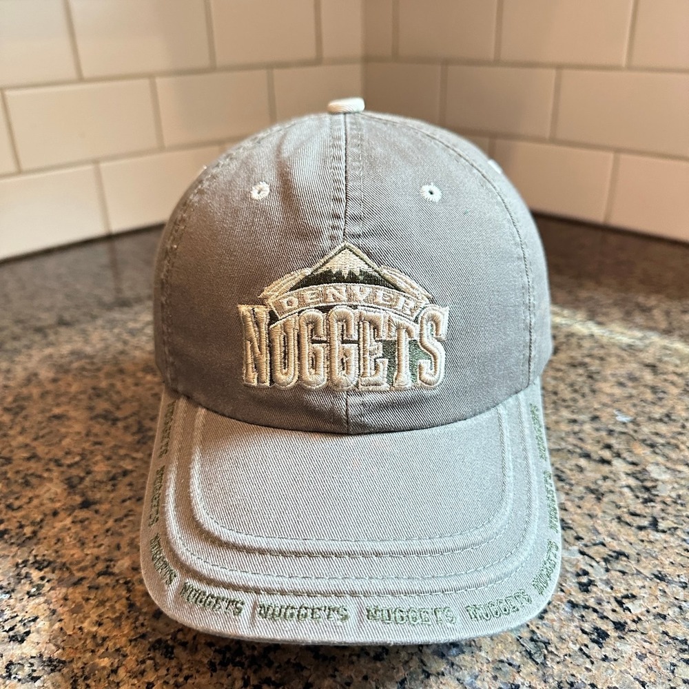 Vtg Denver Nuggets Logo Athletic Baseball Cap Men's Adjustable OSFA Khaki Green